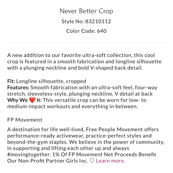 Free People FP Movement Never Better crop cami xs - Picture 3 of 5